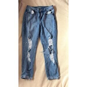 Rewash Womens Super High Rise Mom Jeans Size 5/27 Distressed Ripped Raw Hem